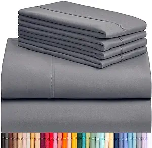 Photo 1 of LuxClub 6 PC Full Sheet Set, Breathable Luxury Bed Sheets, Deep Pockets 18" Eco Friendly Wrinkle Free Cooling Bed Sheets Machine Washable Hotel Bedding Silky Soft - Silver Full
