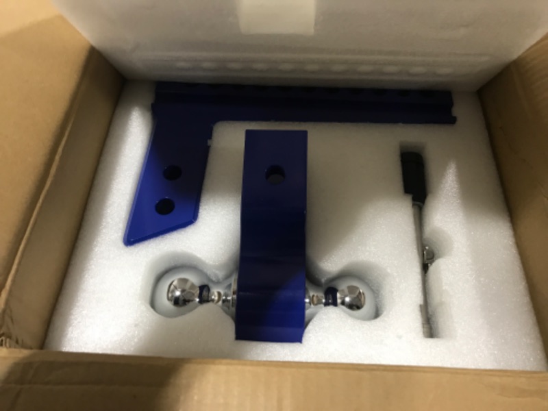 Photo 2 of YIZBAP Adjustable Trailer Hitch, Fits 2.5" Receiver, 10" Drop/Rise Drop Hitch, 18500 LBS GTW, Ball Mount, 2" and 2-5/16" Dual Towing Ball with Double Stainless Steel Locks (Blue) 2.5" Receiver 10" Drop