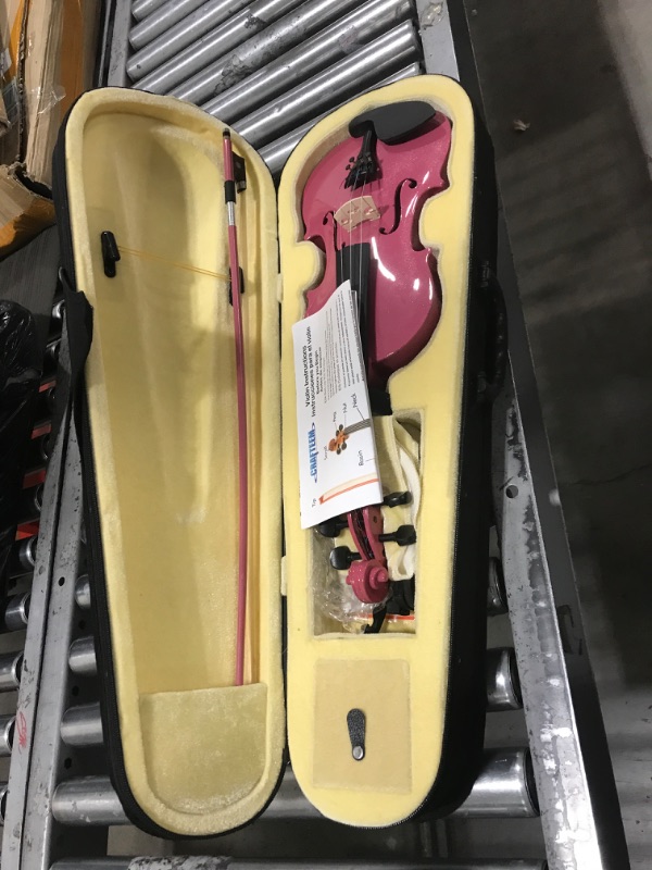 Photo 3 of 1/2 Fiddle Pink Colored Premium Violin Outfit for Beginners Adults Kids With 5 Color Fingering Tape- Handcrafted Student Beginner Violin. 1/2 Pink