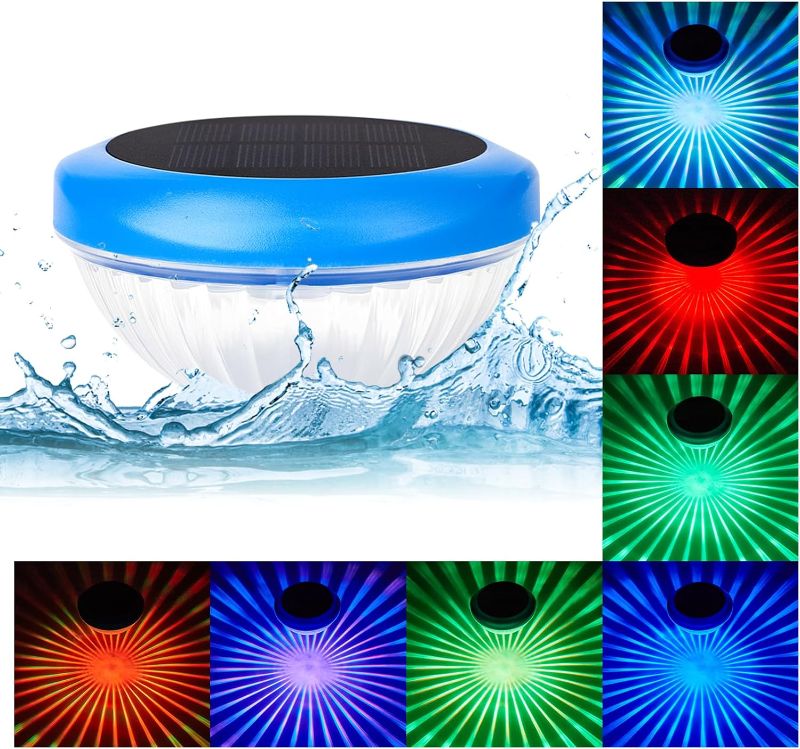 Photo 1 of Floating Pool Lights, RGB Color Changing Solar Pool Lights That Float Waterproof Swimming Pool Lights at Night Floating Solar Pool Lights for Outdoor Pool Pond Hot tub Fountain (2  Pcs)
