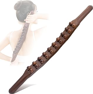 Photo 1 of Goodtar Guasha Wood Stick Tools Wooden Therapy Scraping Lymphatic Drainage Massager, Double Row 20 Beads Point Treatment Gua Sha Tools for Back Leg 20 knobs
