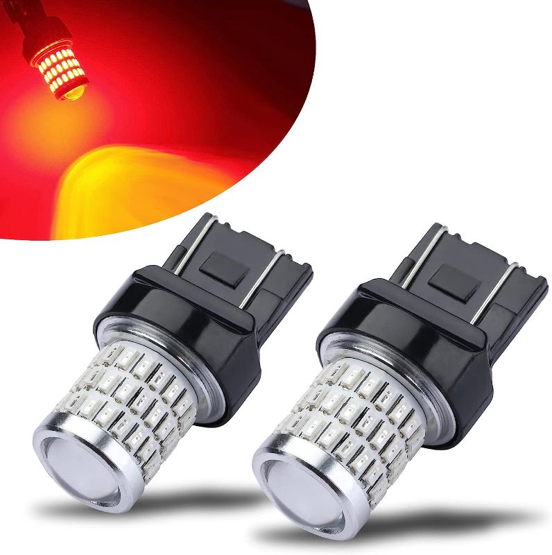 Photo 1 of iBrightstar Newest 9-30V Super Bright Low Power 7443 7440 T20 LED Bulbs with Projector Replacement for Tail Brake Lights Turn signal Lights, Brilliant Red
