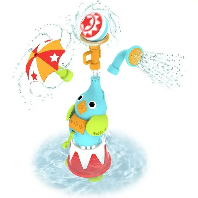 Photo 1 of ookidoo Bath Fountain Toy - Elephant Sprinkler Toy Set - 3 Different Spouts with Multiple Spray Actions Plus Bath Ball - Plus Bathtub Organizer and Wall Attachment (18 Months+)