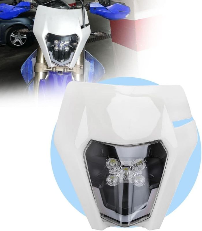 Photo 1 of JFG RACING Dirt Bike Headlight,Universal LED Dirtbike Headlamp,Pit Bike Head Light Assembly Kit Head Lamp for Most Dirt Pit Bike Motorcycle Enduro Supermoto DRZ400 XC XCF CRF SSR YZF- White