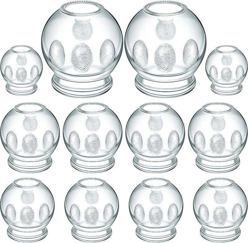 Photo 1 of 12 Pieces Glass Fire Cupping Jars Thick Glass Cupping Set 4 Sizes Vacuum Cupping Glass Fire Cupping Jars with Finger Grips
