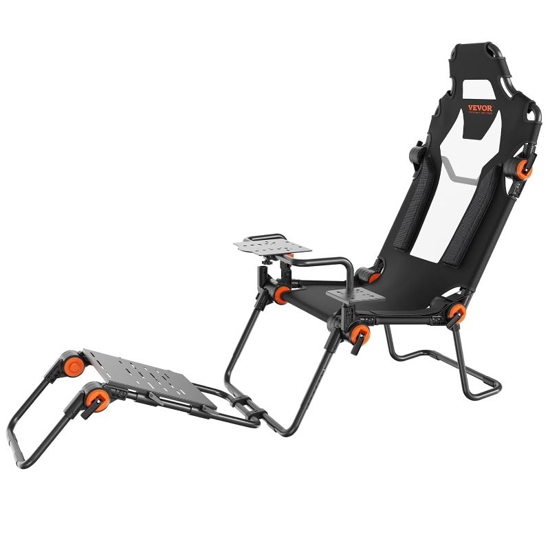 Photo 1 of VEVOR Racing Wheel Stand Foldable Fit For Logitech,Thrustmaster,Fanatec,Hori,Mad Catz, Carbon Steel Driving Simulator Cockpit Adjustable Pedal & Dual-Mode Seating,Fit Most Steering Wheels and Pedals