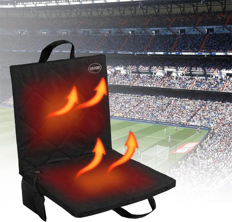 Photo 1 of Portable Heated Stadium Seat, Thin Heated Seat Cushion?No Power Bank? USB Powered, Stadium Seats for Bleachers, 3 Level Heated Chair Pad,Foldable Heated Seat for Indoor, Outdoor, Sports