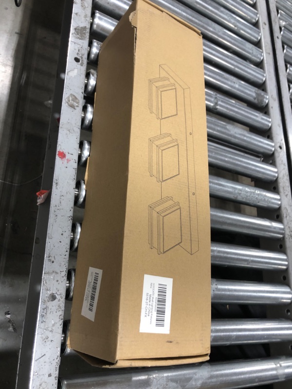 Photo 1 of 3 Color Temperature Dimmable Bathroom Light Fixtures over Mirror LED Chrome 3 Light Bathroom Vanity Light Fixtures Acrylic Stainless Steel Square Shade Vanity Lights for Bathroom, ETL Certificated Chrome- Square Shade 3 Lights