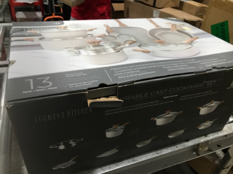 Photo 3 of Country Kitchen Nonstick Induction Cookware Sets - 13 Piece Nonstick Cast Aluminum Pots and Pans with BAKELITE Handles - Induction Pots and Pans with Glass Lids -Cream Cream 13 Pc. Cookware Set