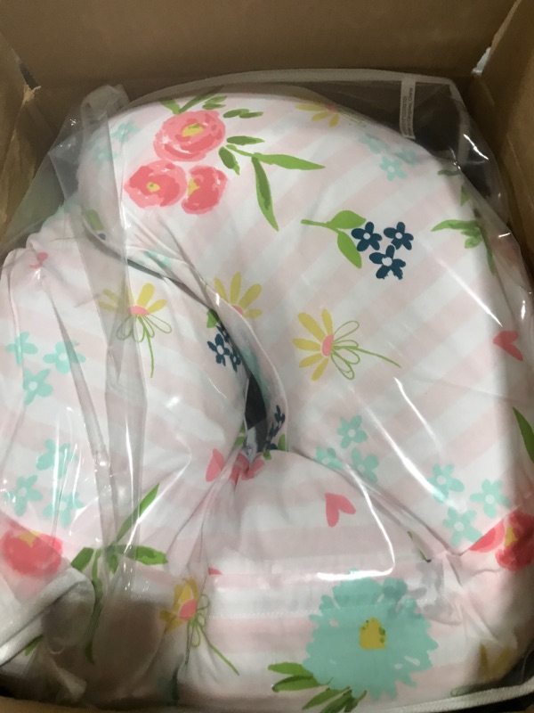 Photo 2 of Boppy Original Nursing Support, FKA Boppy Nursing Pillow, Pink Floral Stripe, Ergonomic Breastfeeding, Bottle Feeding, and Bonding, with Hypoallergenic Fiber Fill, Removable Cover, Machine Washable