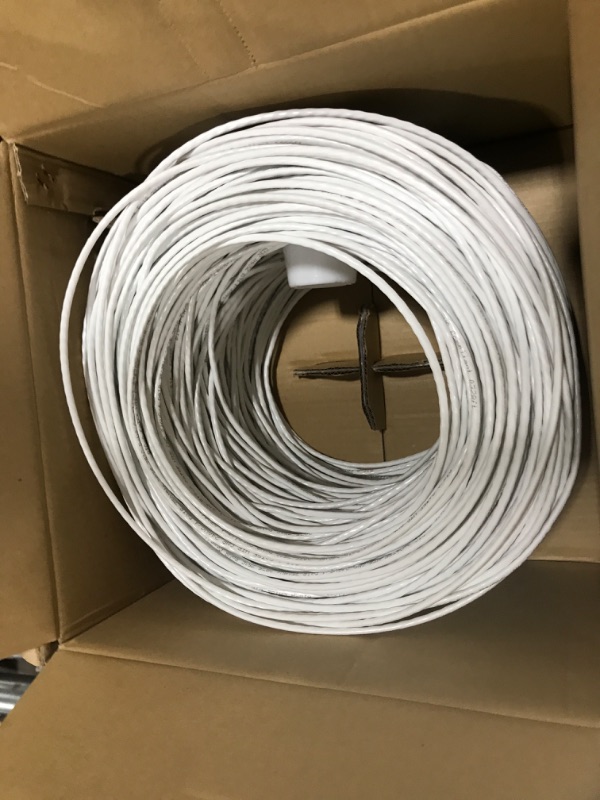 Photo 2 of Big-A - Bulk Cat5e Cable 1000ft 24AWG Solid 4 Pair Cat5e Ethernet Cable, Unshielded Twisted Pair UTP 350MHz Internet Cable, Pull Box - White 1000 ft White