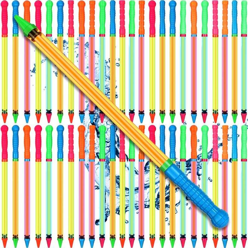 Photo 1 of Wettarn 48 Pcs Crayon Water Guns Bulk 25" Long Range Water Tube Squirters Big Water Shooters Water Suction Gun Beach and Pool Toys for Summer Pool Party Water Game Boys Girls Adults
