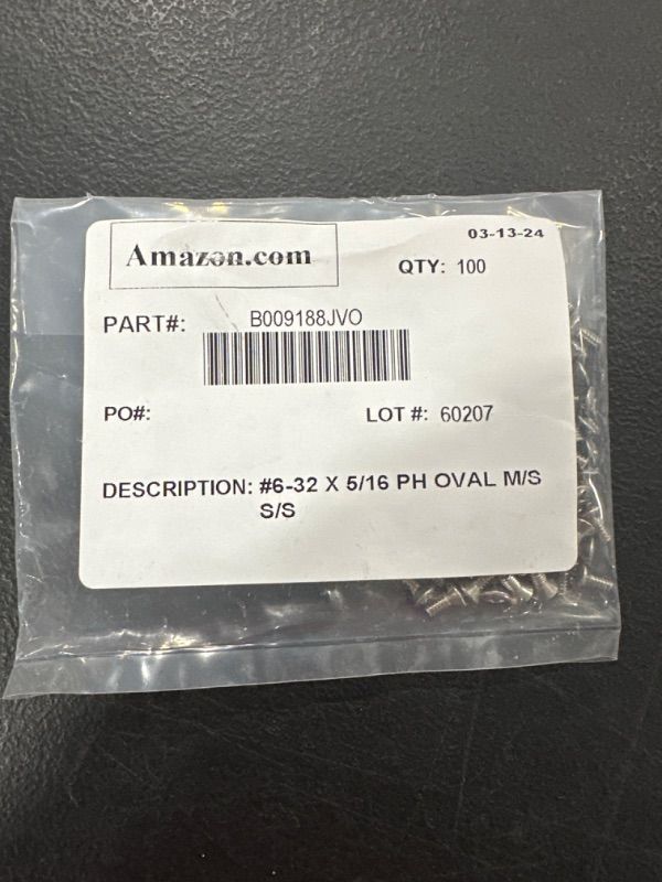 Photo 2 of Small Parts 772078-P1 18-8 Stainless Steel Machine Screw, Plain Finish, Oval Head, Phillips Drive, Meets ASME B18.6.3, 5/16" Length, Fully Threaded, #6-32 UNC Threads (Pack of 100)