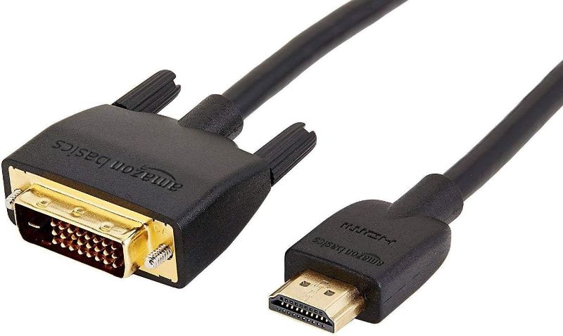 Photo 1 of Amazon Basics HDMI A to DVI Adapter Cable, Bi-Directional 1080p, Gold Plated, Black, 6 Feet, 1-Pack For Television