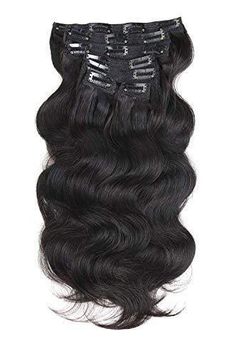 Photo 1 of Super Long Thick Clip in Body Wave Human Hair Extensions 200 Gram 24 Inches Jet Black Brazilian Virgin Hair Double Weft 7Peices/set 16 Clips (200g 24", Jet Black)