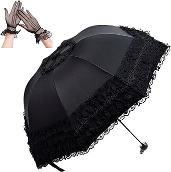 Photo 1 of Black Lace Parasol Gothic Umbrella Sun Protection Decorative Umbrellas Wedding Accessories Cosplay Photoshoot Props