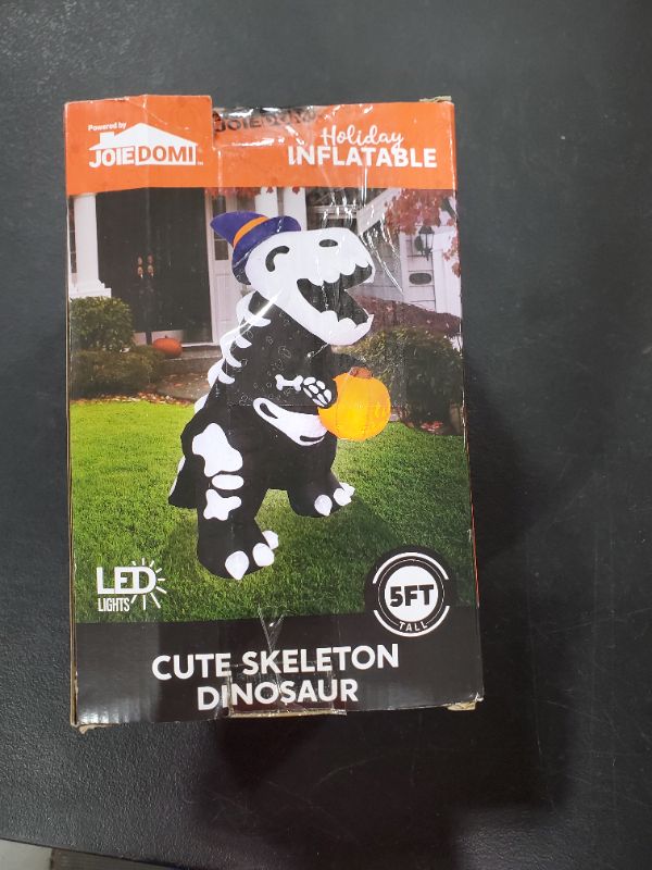 Photo 2 of 4 ft Halloween Cute Inflatable Skeleton Dinosaur