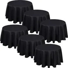 Photo 1 of 6 Pack 70 Inch Polyester Round Tablecloth Reusable Circle Tablecloth Bulk Washable Fabric Table Cover with Water Resistant Spill Proof for Wedding Reception Banquet Party Decor (Black)