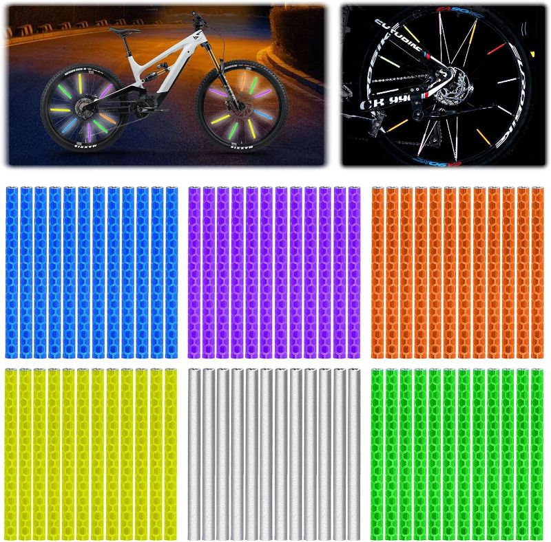 Photo 1 of 72 PCS Bike Spoke Reflector | 360° Visibility | Tube Warning Strip | Bike Spoke Skins | Waterproof Bicycle Spoke Reflectors | for Night Cycling Riding