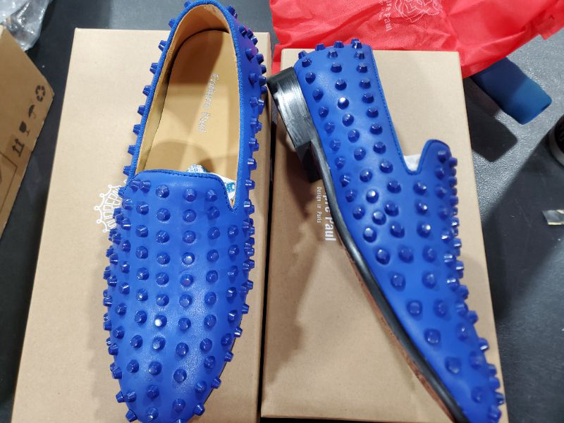 Photo 2 of (7) Men's Studded Loafers Spikes Rivets Luxury Dress Wedding Party Prom Shoes Rivets Blue