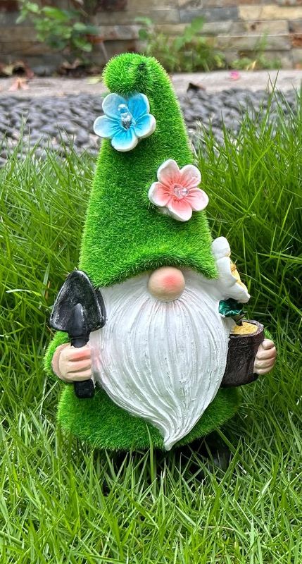 Photo 1 of Uniboho 1pcs Large Solar Garden Gnomes Statues Decorations for Yard (Random Delivery) Planter