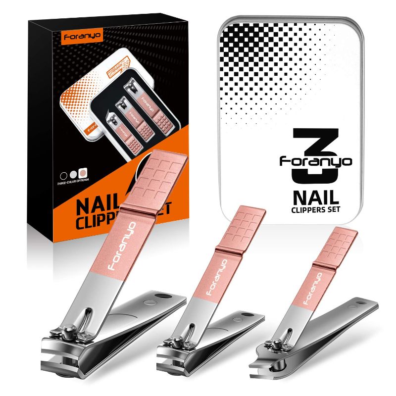 Photo 1 of Nail Clippers - 3 Pack Stainless Steel Toenail Clippers Fingernail Clipper, Professional Nail Cutter Nail Clipper Set with Metal Tin Box for Men Women [Pink] Pink-3pcs