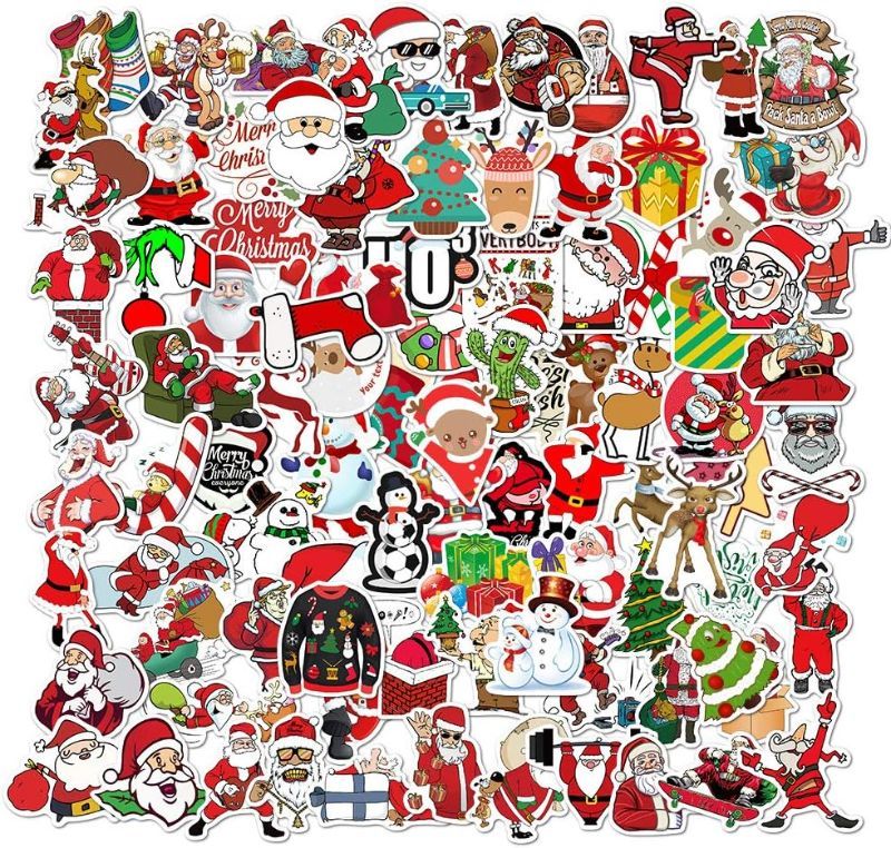 Photo 1 of 200 PCS Christmas Winter Stickers - Vinyl Waterproof Santa Claus Snowflake Snowman Decals for Scrapbooking Laptop Water Bottles Flask Envelopes Cards - Craft Sticker Bulk Gift for Teens Kids Adults
