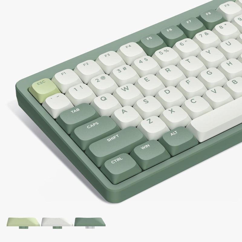 Photo 1 of Womier Low Profile Keycaps, PBT Keycaps 144 Keys, Skyline Custom Keyboard Keycaps Full Set, Double Shot Green Keycaps for 60% 65% 75% 80% 100% Mechanical Keyboard 
