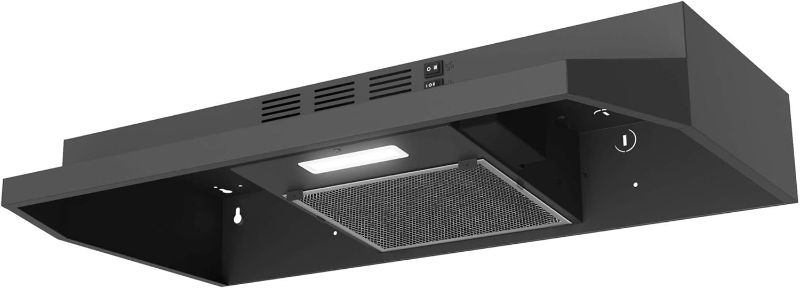 Photo 1 of SNDOAS Range Hood 30 inch Under Cabinet, Ducted/Ductless Convertible Kitchen Hood, Stainless Steel Vent Hood with LED Light,Under Cabinet Hood with 2 Speed Exhaust Fan,Black 