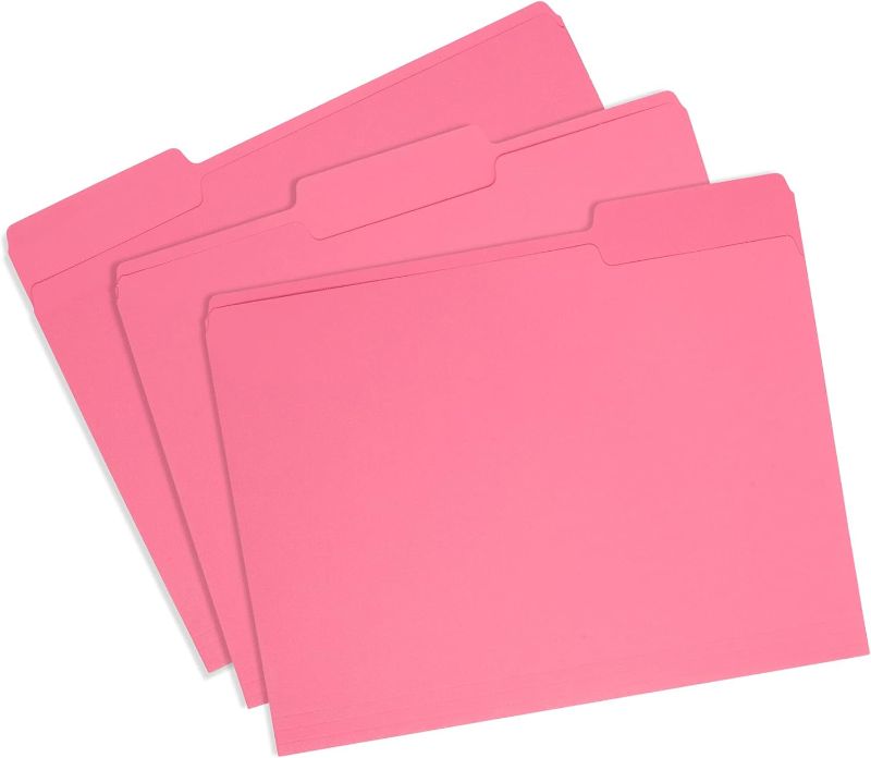 Photo 1 of  Blue Summit Supplies File Folder, Pink Color, Letter Size, 1/3 Cut Tab, Great Folder for Organizing and Easy File Storage,
