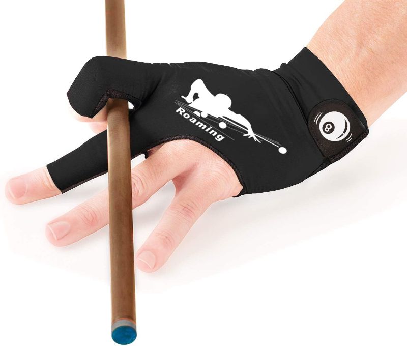 Photo 1 of Billiard Shooters Carom Pool Snooker Cue Sport Glove Fits on Left or Right Hand for Men Women. BLACK
