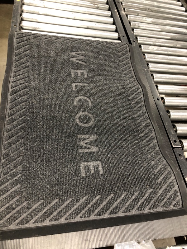 Photo 2 of Color G Welcome Mat Front Door Mats Outdoor, 24"x36" Door Mat Outdoor Entrance, Heavy Duty Non Slip Waterproof Rubber Outside Door Mats, Welcome Mats Outdoor All Weather for Entryway, Patio, BlackGrey 24"X36" Black Grey