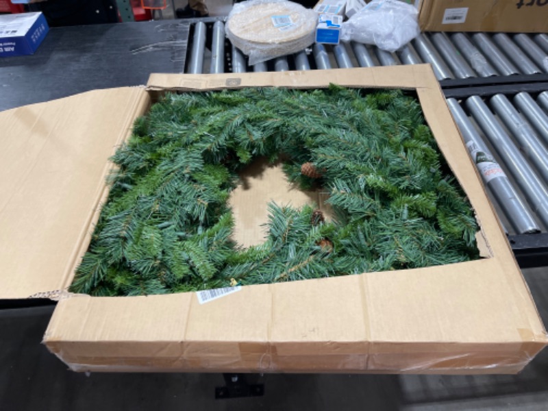Photo 2 of Vickerman 42" Cheyenne Pine Artificial Christmas Wreath, Clear Dura-lit Incandescent Lights - Faux Christmas Wreath - Seasonal Indoor Home Decor Clear Dura-lit Lights 42"
