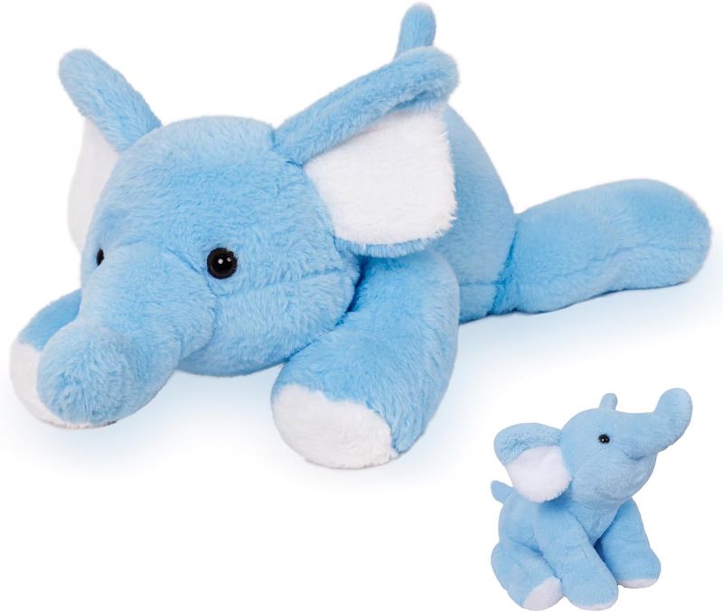 Photo 1 of 5 lbs 27" Weighted Elephant Stuffed Animals Blue, Giant Elephant Plush Pillow Huggable Plushie for Kids and Adults
