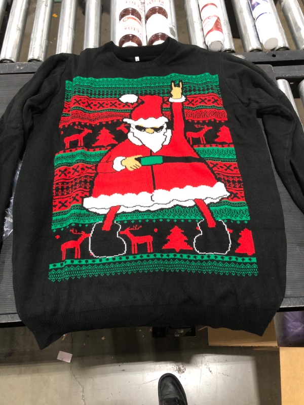 Photo 1 of Ugly Christmas Sweater for Men Funny Santa Llama Snowflakes Xmas Holiday Long Sleeve Knitted Pullover Sweaters
SIZE X-LARGE.