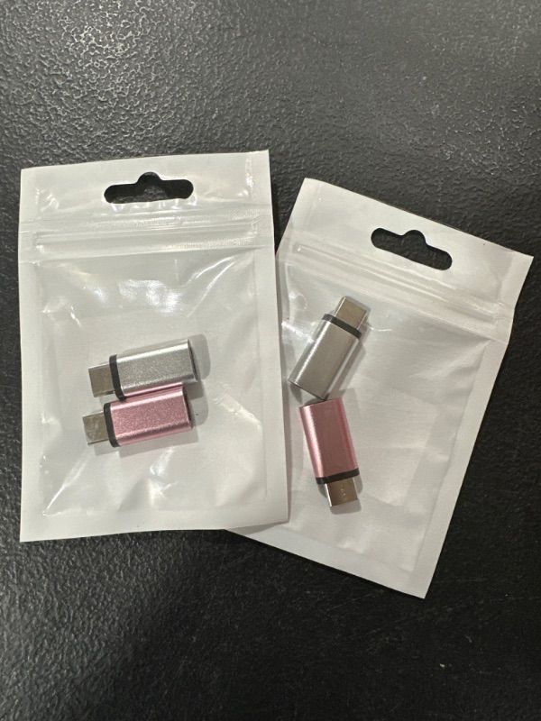 Photo 1 of for Lightning Female to USB C Male Adapter USB Type C Charger Connector Compatible with iPhone 15/15 Pro/15 Pro Max/15 Plus iPad Air Google Pixel Charging Data Transmission Pink+Silver 2 PK
