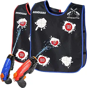Photo 1 of ArmoGear Water Guns & Water Activated Vests | Summer Outdoor or Backyard Water Toy for Teen Kids | Great Outdoor Play Fun Toy for Kids Boys & Girls | Water Activated Vest Set Ages 8 Year + 2 pack vests & water guns