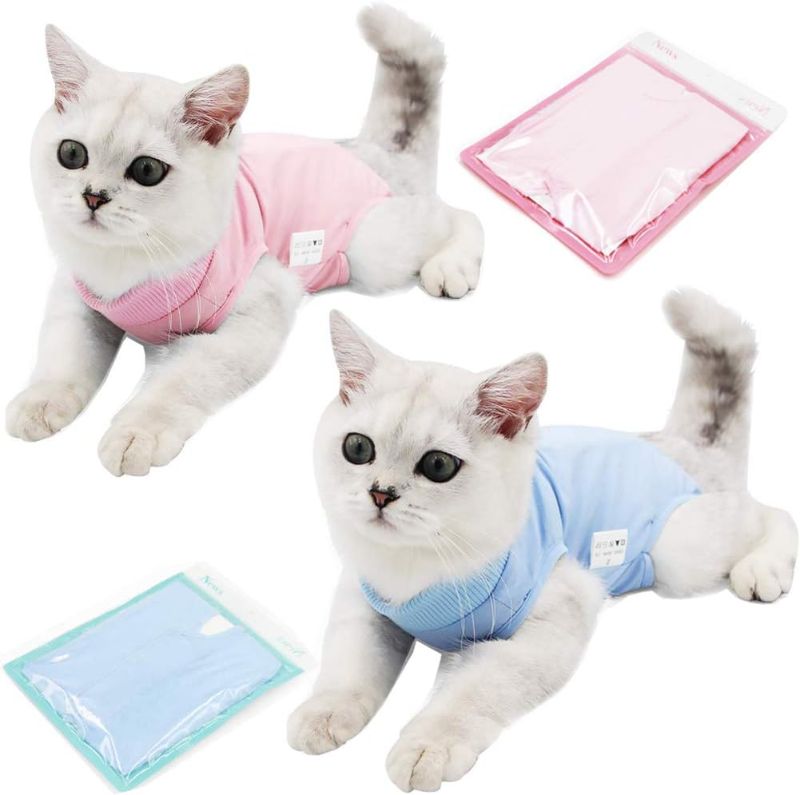 Photo 1 of (L) Professional Recovery Suit for cat Abdominal Wounds or Skin Diseases, After Surgery Wear, E-Collar Alternative for Cats Dogs, Home Indoor Pets Clothing Pink 