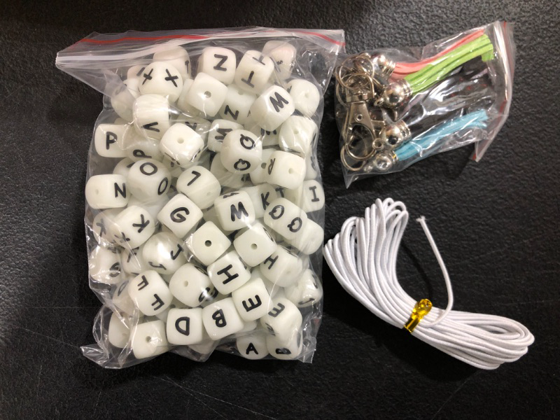 Photo 2 of Silicone Letter Beads for Keychain Making A-Z Square Letters Beads, Alphabet Silicone Beads for Bracelet Making - Please look additional picture.
