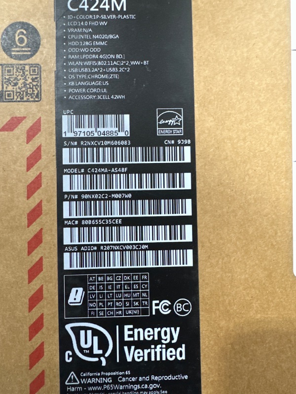 Photo 3 of ASUS C424MA-AS48F Chromebook C424, 14.0" 180 Degree FHD NanoEdge Display, Intel Dual Core Celeron Processor, 4GB LPDDR4 RAM, 128GB Storage, Silver Color, C424MA-AS48F Celeron | 4GB | 128GB