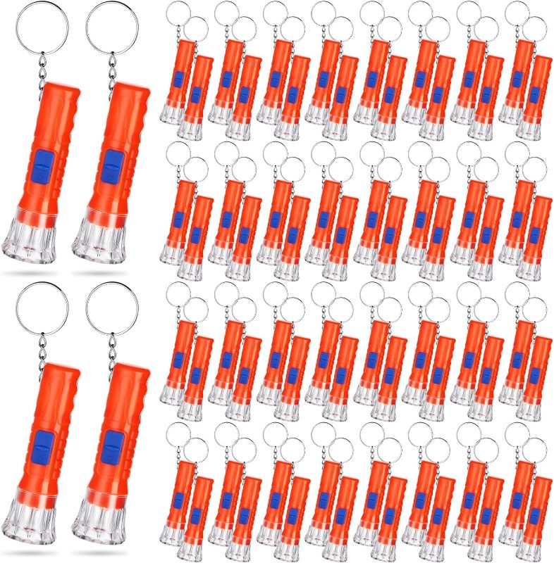 Photo 1 of 200 Pcs Mini Flashlights Keychain Flashlight Bulk for Kids LED Flashlight Key Chain Orange Tiny Small Flashlights Handheld Plastic Flashlight Toy Hiking Camping Party Favors Goody Bag Stuffers
