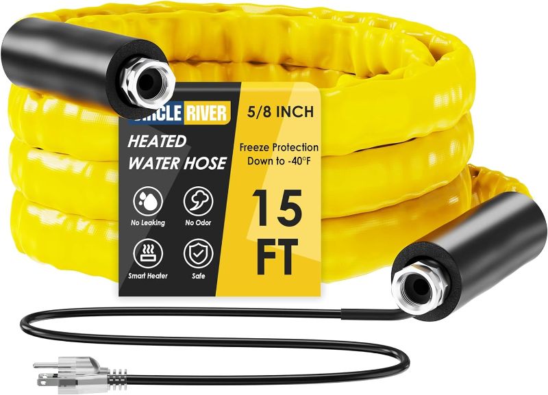 Photo 1 of 15FT Heated Drinking Water Hose for RV -40? Antifreeze Water Hose 5/8" Inner Diameter Self-Regulating with Energy Saving Thermostat Lead & BPA Free RV Water Hose
