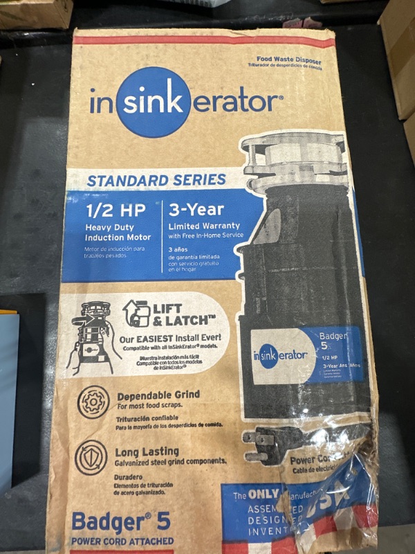 Photo 2 of InSinkErator Badger 5 1/2 HP Garbage Disposal, Black, 6.75" x 12.625"