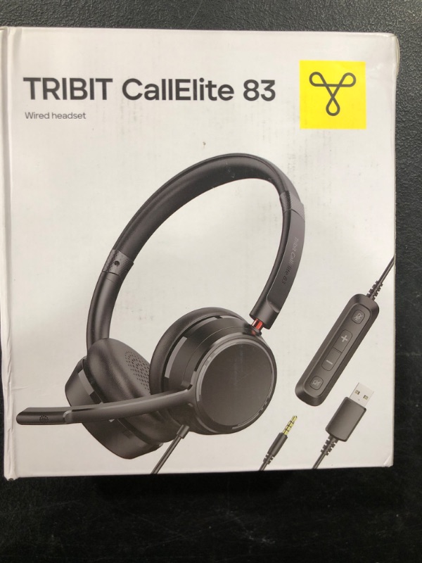 Photo 2 of Tribit USB Headset with Microphone for PC, CallElite83 Stereo Wired Headphone with Noise Cancelling Mic, 3.5mm/USB, in-Line Controls, Mic & Speaker Mute Button, Mac/Laptop/Home/Office/Skype/Zoom Dark Black