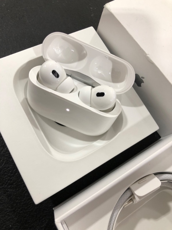 Photo 4 of Apple AirPods Pro (2nd Generation) Wireless Ear Buds with USB-C Charging, Up to 2X More Active Noise Cancelling Bluetooth Headphones, Transparency Mode, Adaptive Audio, Personalized Spatial Audio USB-C Without AppleCare+