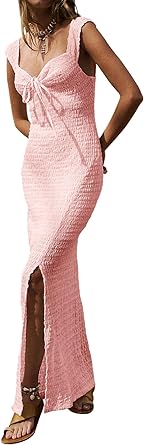 Photo 1 of YOBECHO Womens Sleeveless Bodycon Maxi Dresses Casual Summer Boho Elastic Strappy Slip Beach Sundress M