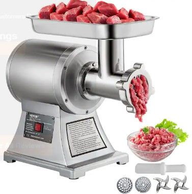 Photo 1 of 1100-Watt Silver Electric Meat Grinder 550 lbs./Hour Commercial Sausage Stuffer Maker 1.5-HP