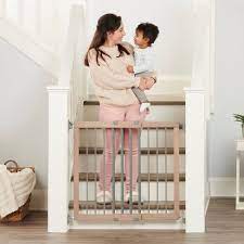 Photo 1 of Regalo Heritage and Home Wooden Extra Wide Stairway and Hallway Walk Through Baby Safety Gate with Mounting Kit 42 Inch Wood