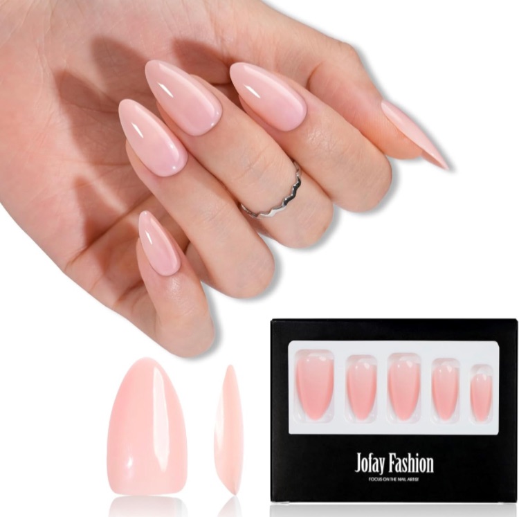 Photo 1 of (2 pack) Nude Press on Nails Almond Medium, Jofay Fashion Natural Jelly Fake Nails