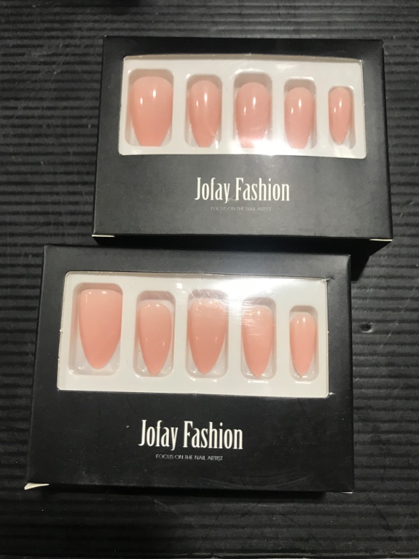 Photo 2 of (2 pack) Nude Press on Nails Almond Medium, Jofay Fashion Natural Jelly Fake Nails